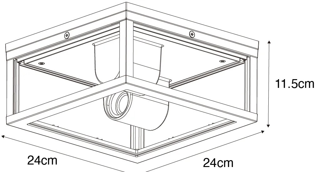 Vonkajšie stropné svietidlo čierne s rebrovaným sklom 2-žiarovkové IP44 - Charlois
