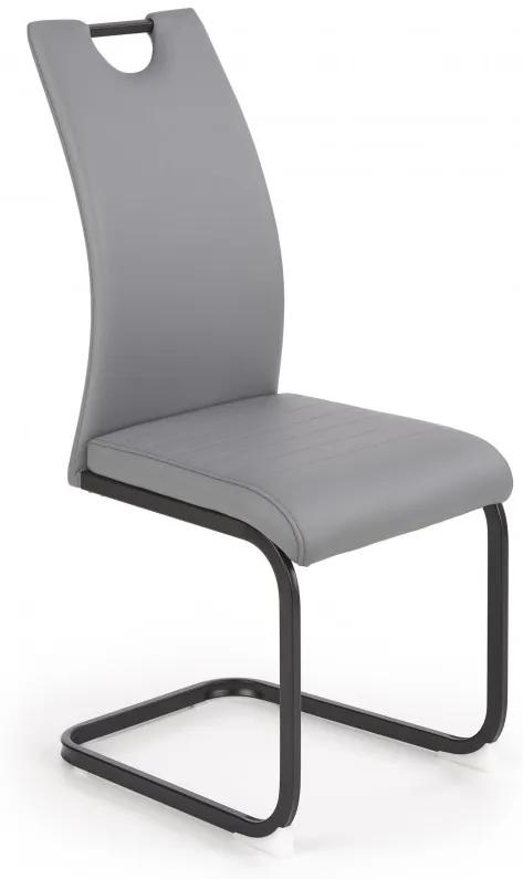Jedálenská stolička TAMPA –⁠ kov/PU koža, sivá