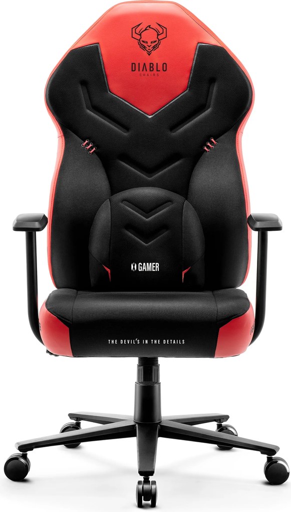 Herné kreslo z eko-kože Normal Size, červený-čierny: Diablo X-Gamer 2.0 Deep Red