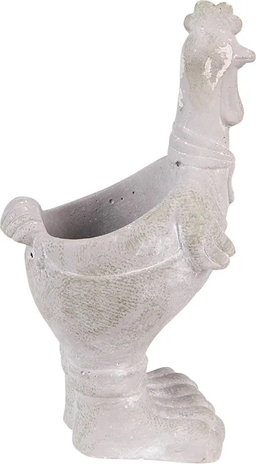 Šedý antik cementový kvetináč v tvare kohútika - 11*10*26 cm