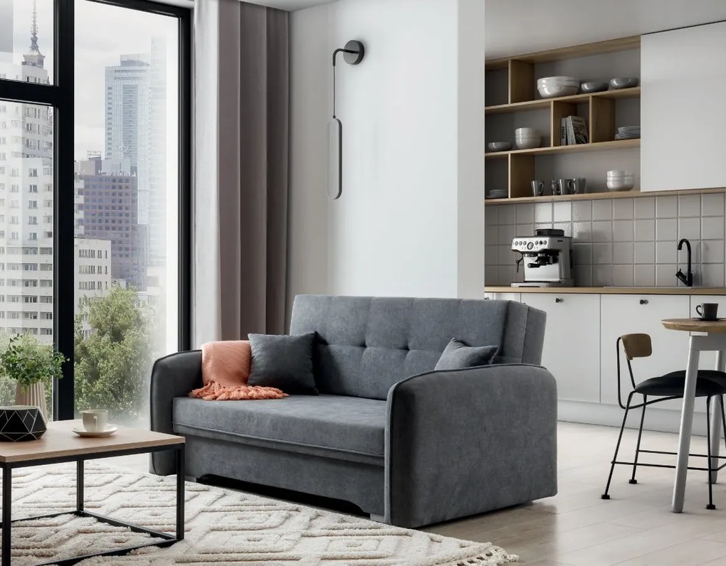 Rozkladacia 2-miestna pohovka LAINE, sivá