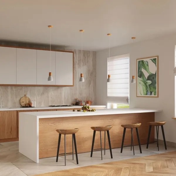 Sollux SL.0964 - Luster na lanku QUBIC 1xE27/60W/230V betón/drevo šedá