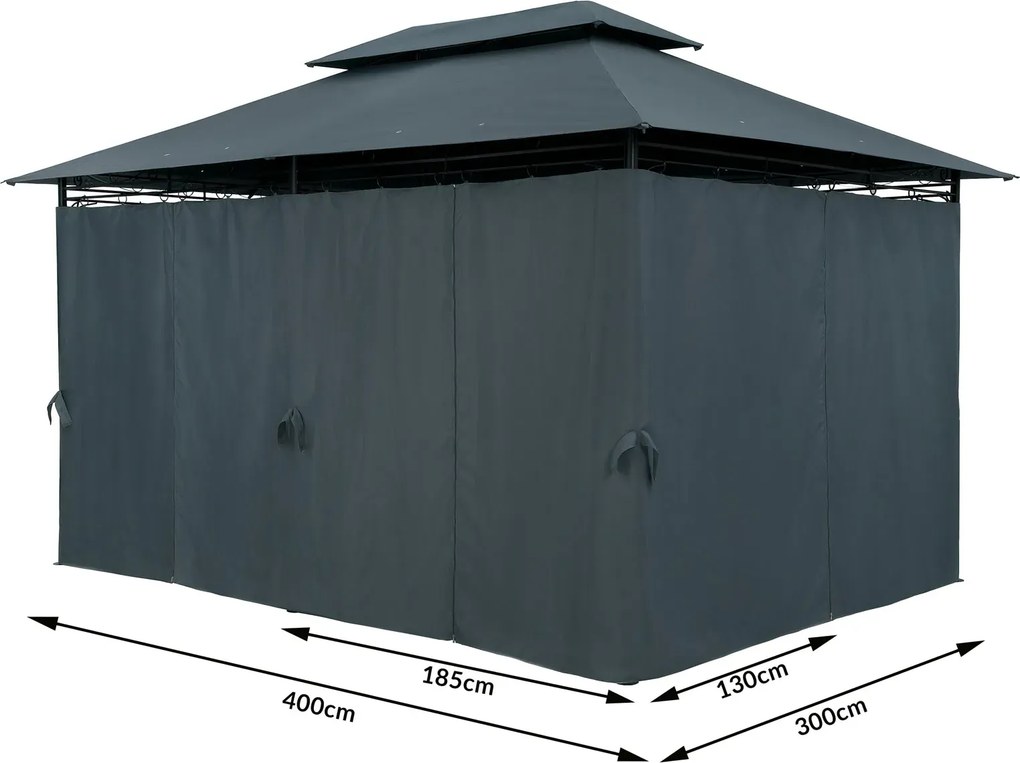 Zahradní altán Jaden 3x4 m antracitový