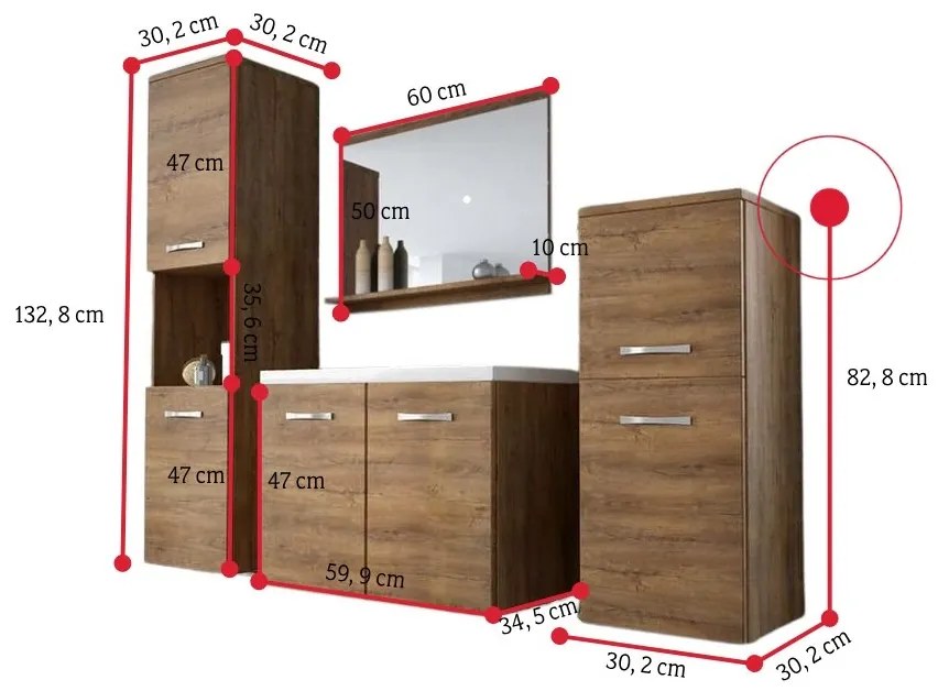 Kúpeľňová zostava ALOMA s umývadlom, bodega