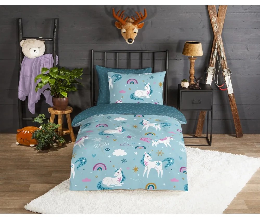 Flanelové detské obliečky na jednolôžko 140x200 cm Snowycorn – Good Morning