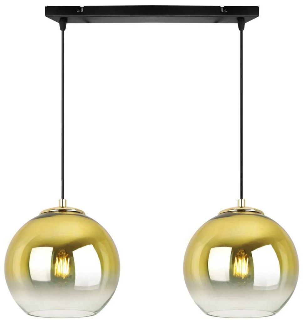 Závesné svietidlo Bergen Gold, 2x zlaté/transparentné sklenené tienidlo (fi 20cm)