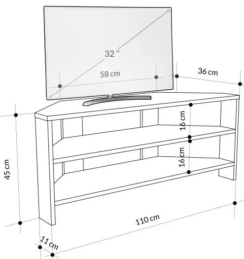 Rohový TV stolík Houseland Thales tmavý dub
