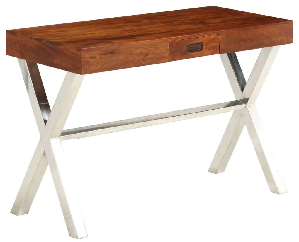 vidaXL Stôl masívne akáciové drevo sheeshamová povrchová úprava 110x50x76 cm