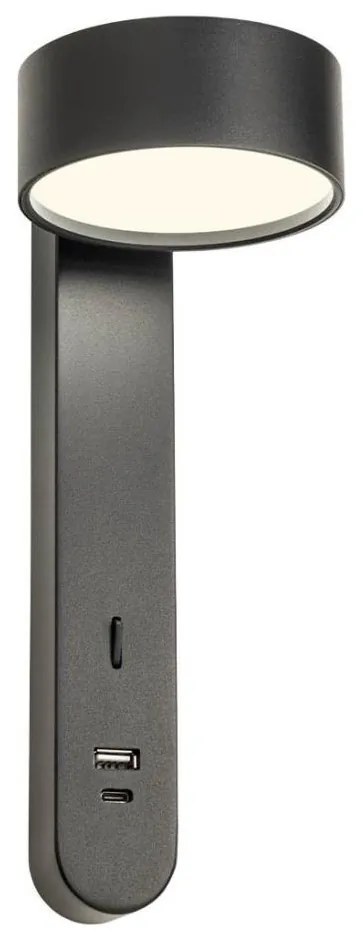 Redo 01-4643 - LED nástenné svietidlo SADES LED/6W/230V CRI 90 USB čierne