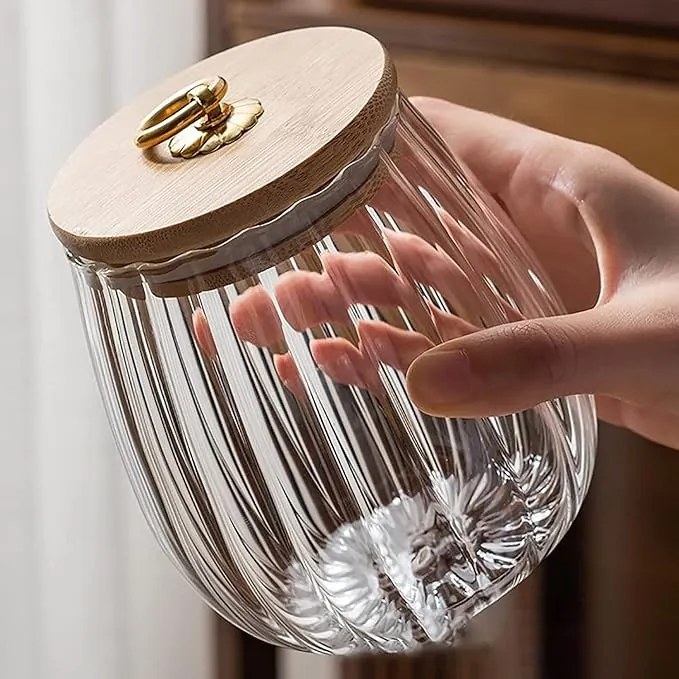 Sklenená dóza RIBBE s bambusovým vrchnákom 700 ml