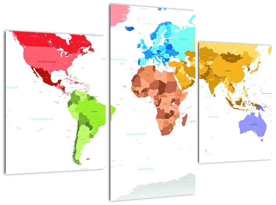 Obraz - farebná mapa sveta