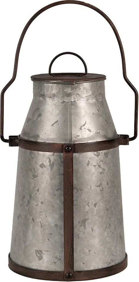Zinková antik dekoratívna plechová kanva na mlieko s držadlom - 21*20*31/44 cm