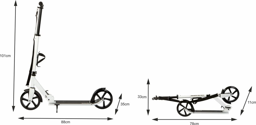 Bauerkraft Skladacia mestská kolobežka pre deti a mládež, 200 mm kolesá, hliník, držiak na fľašu