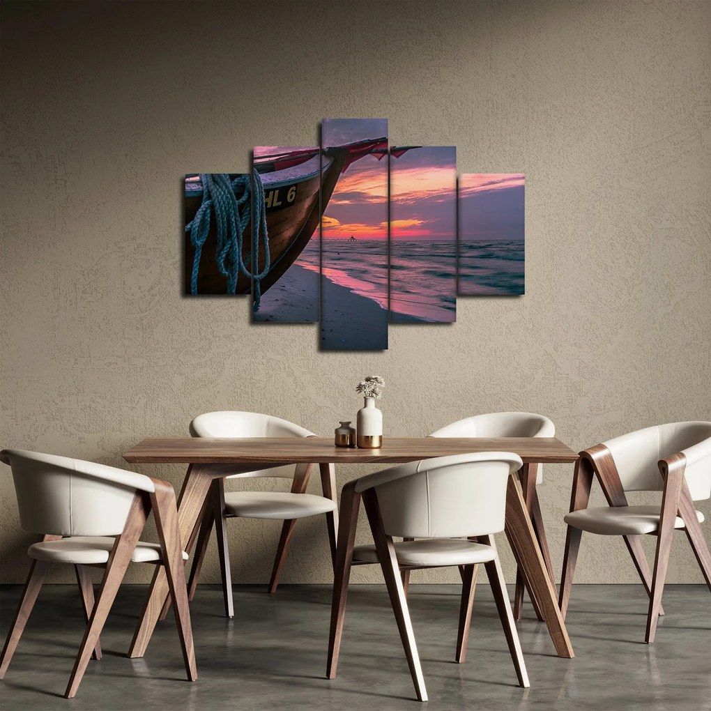 Obraz loďky na brehu (150x105 cm)