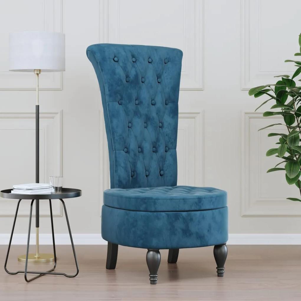 Stolička s vysokým operadlom, modrá, zamat, s gombíkmi 352463