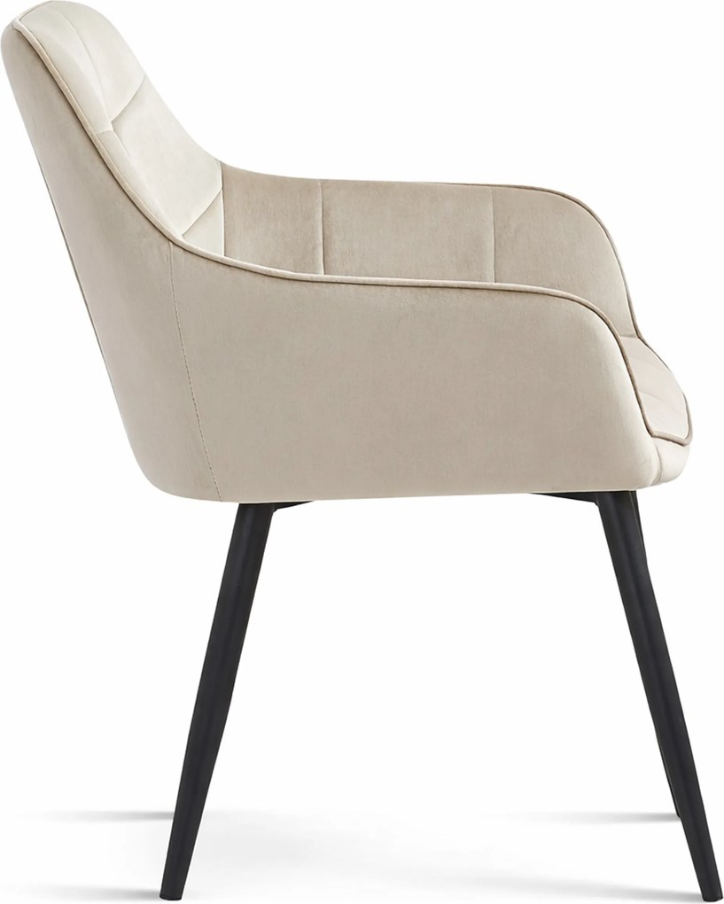 Jedálenské kreslo VARSI VELVET s čiernymi nohami, béžové