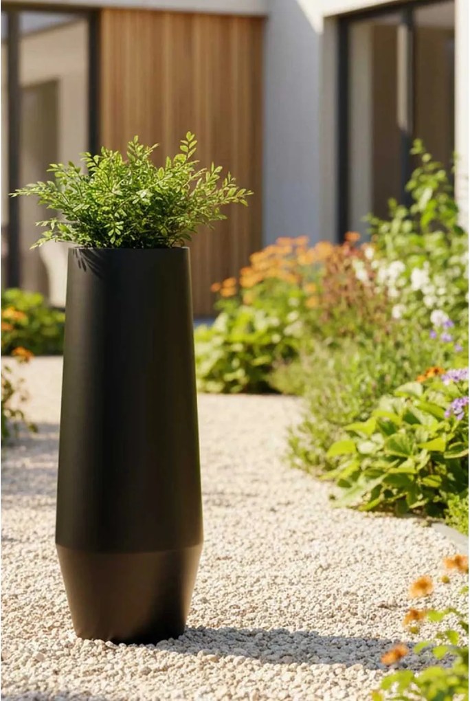 Dizajnový kvetináč BERBELO, sklolaminát, výška 80 cm, čierny mat