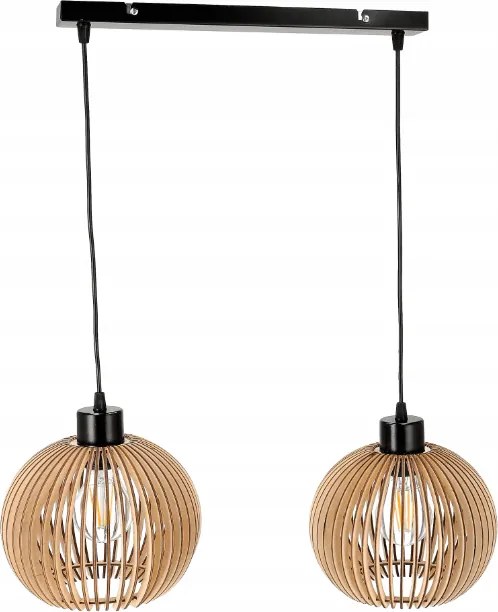 BERGE Stropné LED svietidlo LOFT 2xE27 - WOOD - čierne