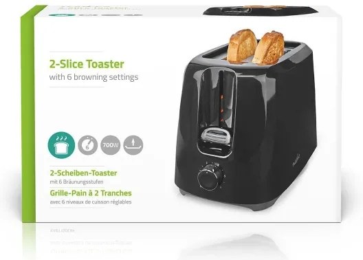 Nedis KABT150EBK - Hriankovač s dvoma otvormi 700W/230V čierna