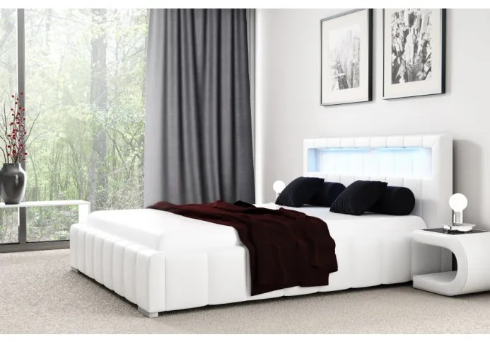 Manželská posteľ Fekri 180x200, biela eko koža