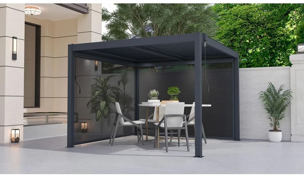 G21 Bioklimatická pergola Austin 3x3 m, antracitová hliníková