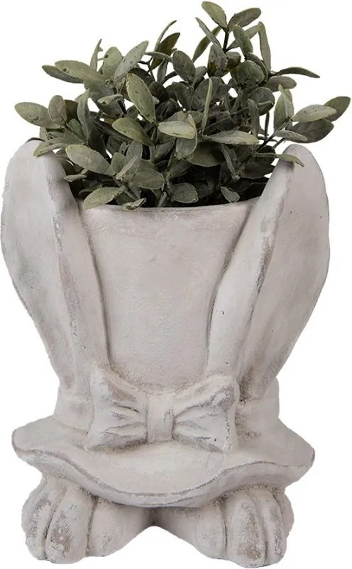 Šedý antik cementový kvetináč králičie uši s klobúkom L - 20*20*25 cm