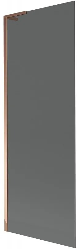 Mexen Next L, 1-krídlová vaňová zástena 70 x 150 cm, 6mm šedé sklo, ružové zlato profil, 895-070-000-03-40-60