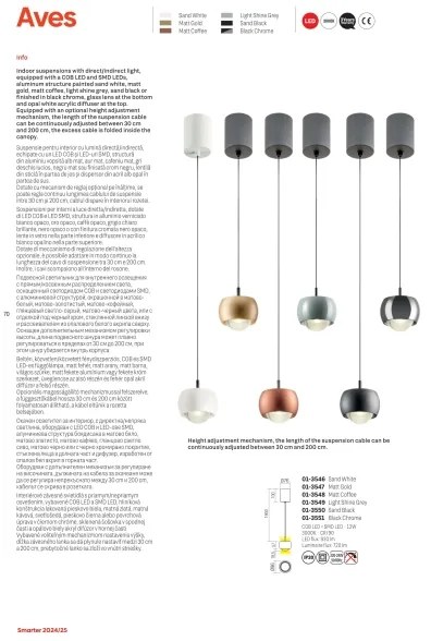 Redo 01-3549 - LED Luster na lanku AVES LED/12W/230V pr. 9,6 cm CRI 90 šedá