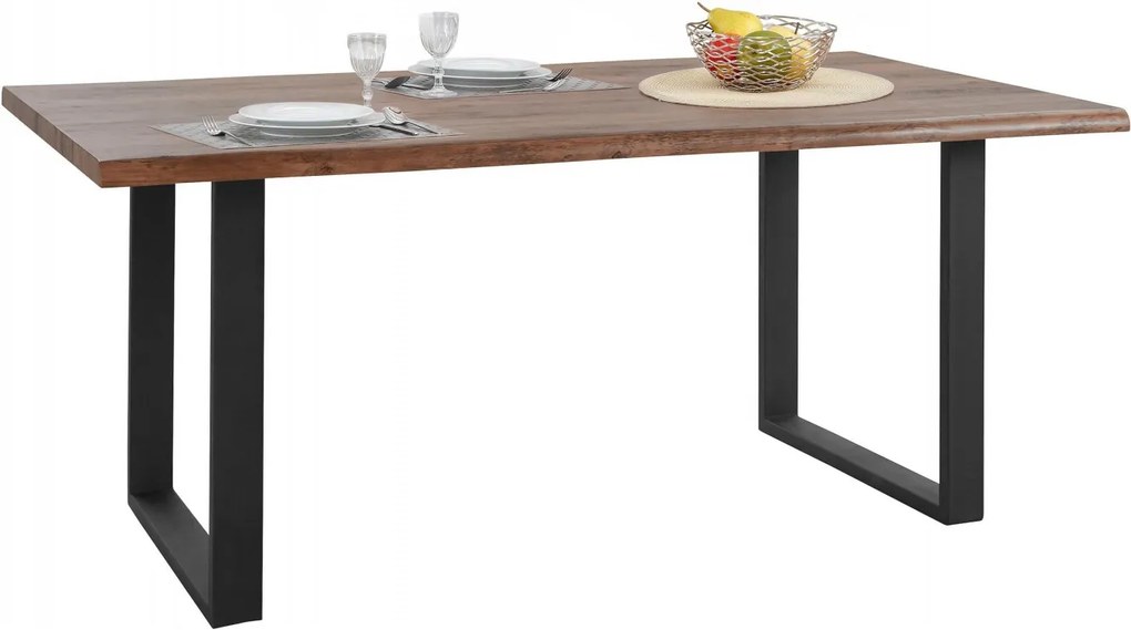 Jedálenský stôl Sinc, 180 cm, hnedá/čierna