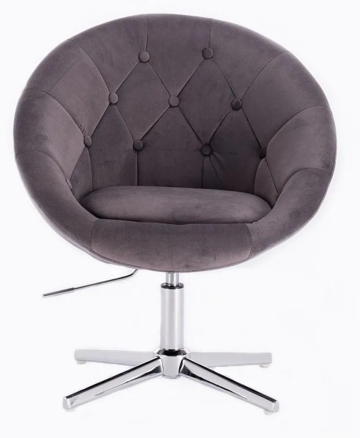 LuxuryForm DESIGN Kreslo VERA VELUR na striebornom kríži - tmavo šedé