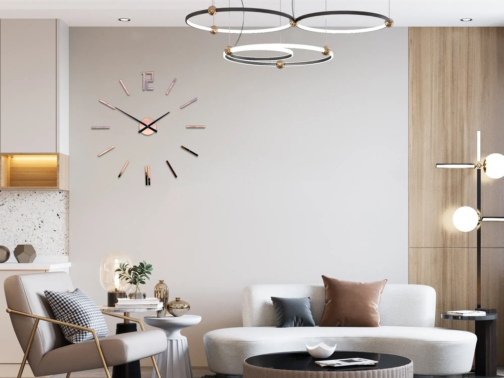 Nástěnné samolepící hodiny Carlo 75 cm hnědé