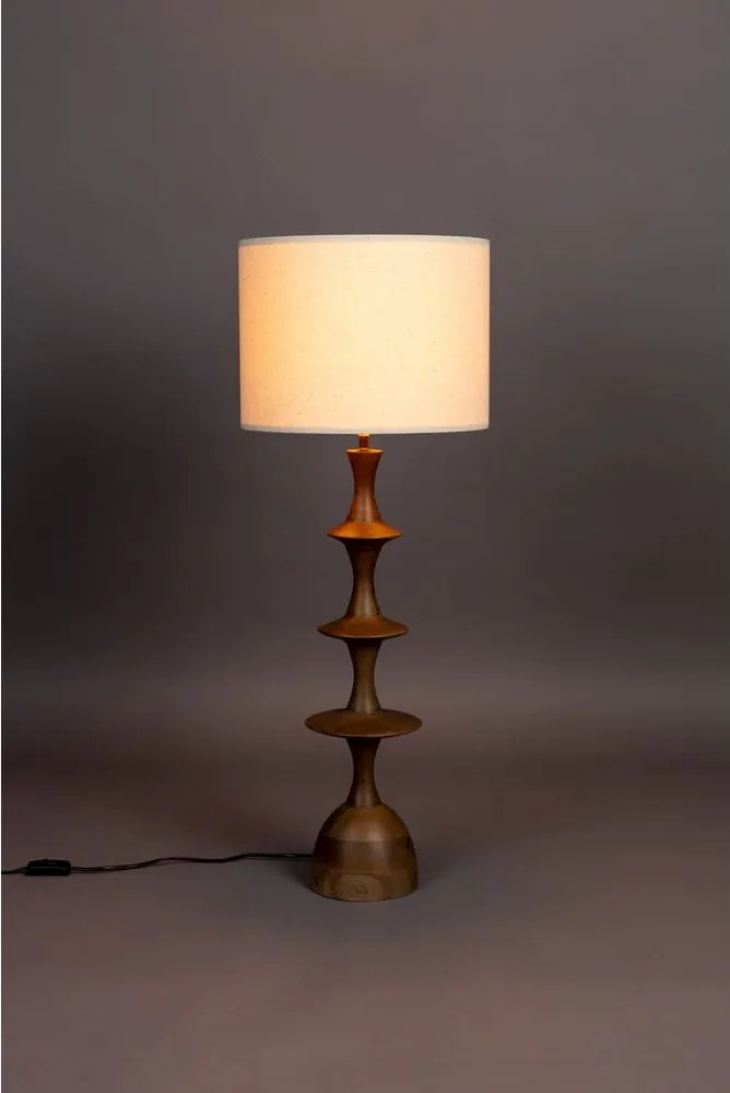 Hnedo-krémová stolová lampa s textilným tienidlom (výška 90 cm) Cath – Dutchbone
