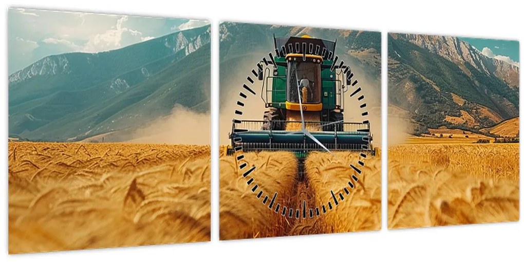 Obraz - Poľnohospodár (s hodinami) (90x30 cm)