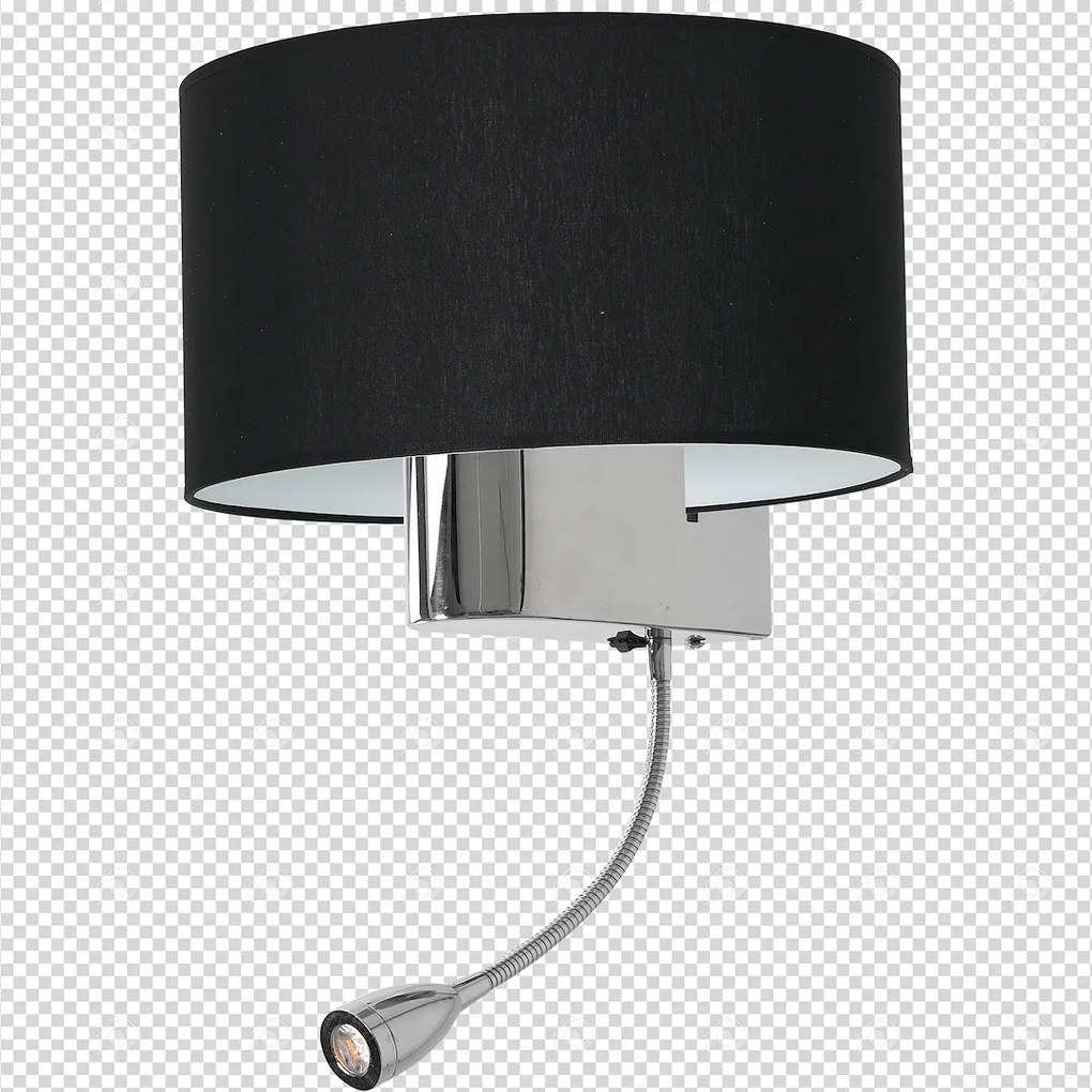 EUlight Nástenné svietidlo Napoli, 1x čierne textilné tienidlo + 1xLED 1w, ch