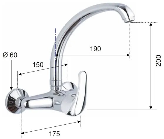 Aqualine - Drezová batéria KASIOPEA 20 cm lesklý chróm