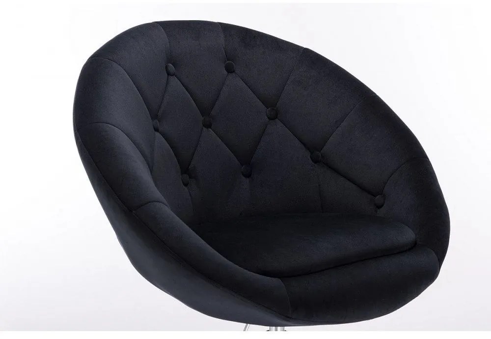LuxuryForm DESIGN Kreslo VERA VELUR na striebornej podstave s kolieskami - čierne