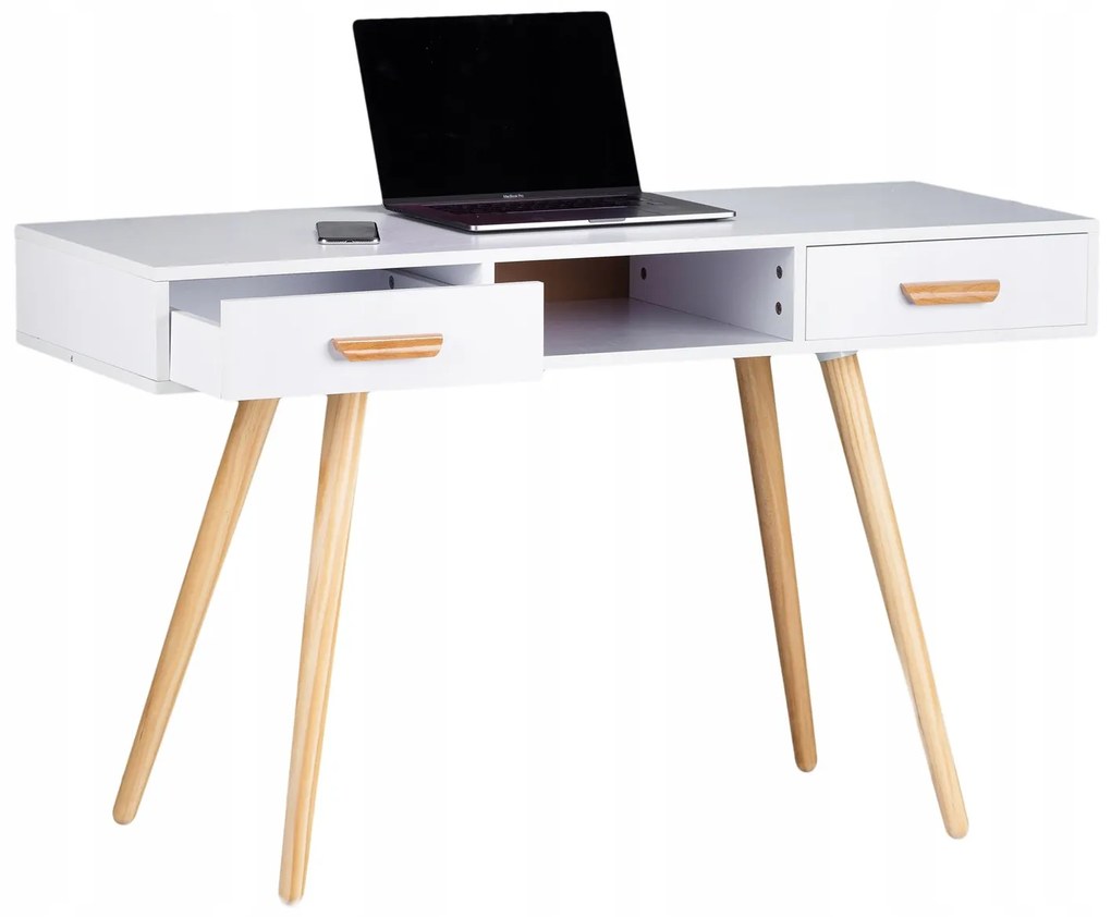 ModernHome Biely písací stôl - 2x zásuvka