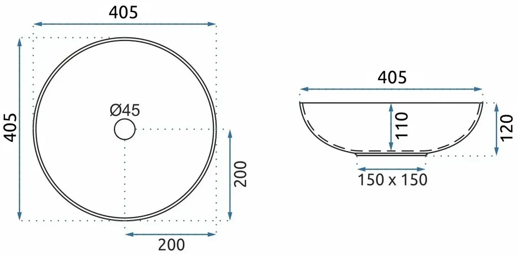 Rea Fibo, umývadlo na dosku 405x405x120 mm, čierna matná-vzor, REA-U3301