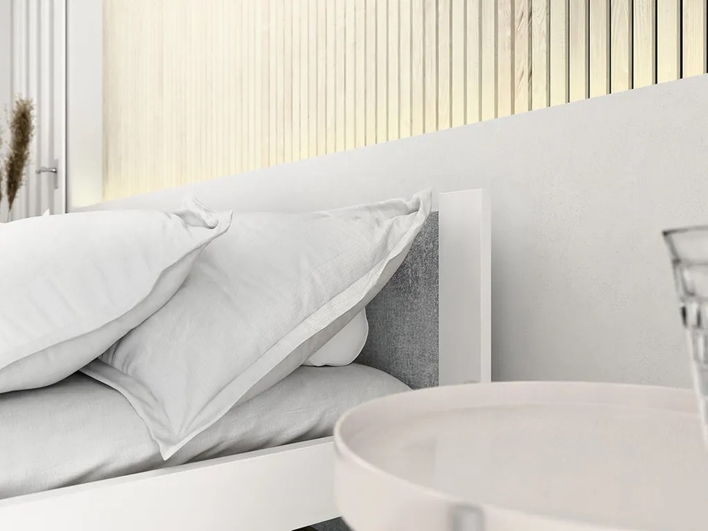 Posteľ IKAROS 90 x 200 cm, betón/biela Rošt: S latkovým roštom, Matrac: Matrac Somnia 18 cm