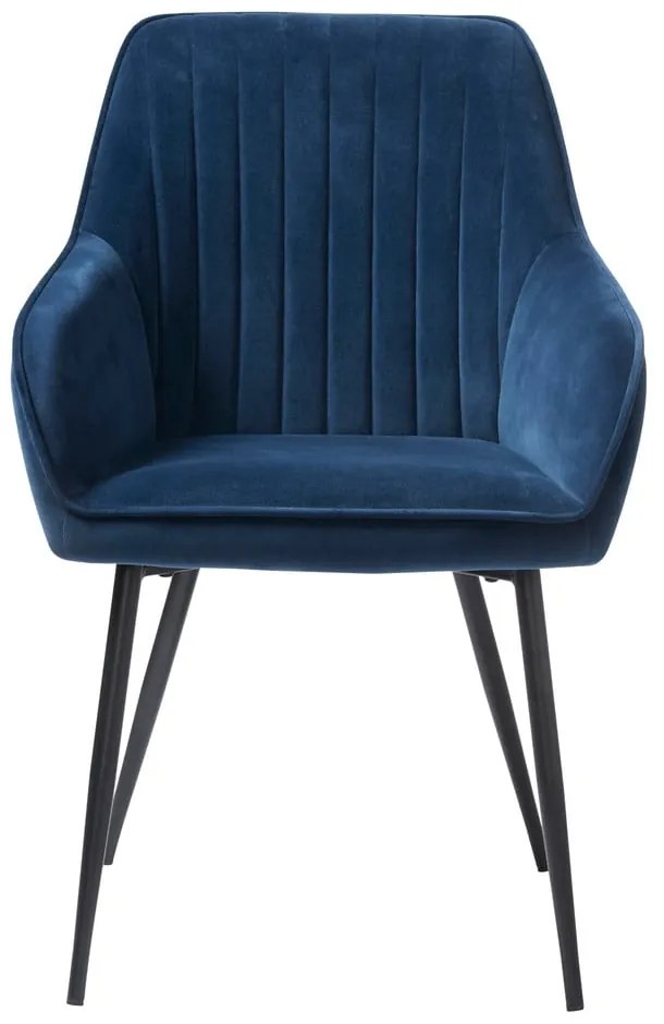 Tmavomodré čalúnené jedálenské kreslá v súprave s podrúčkami 2 ks Nolan Stripe – Unique Furniture