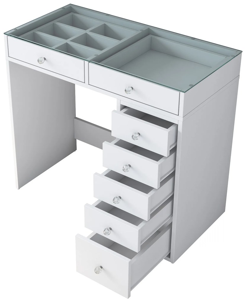 Toaletný stolík Melissa 02 biely/číry