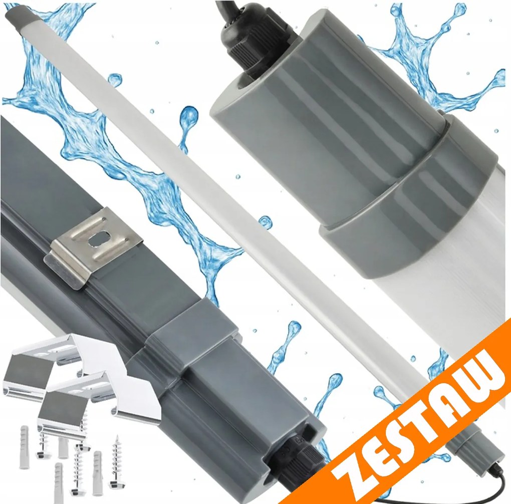 SADA 2 LED svietidiel 120cm 36W 3000lm Hermetické svietidlo IP65 do garáže, dielne