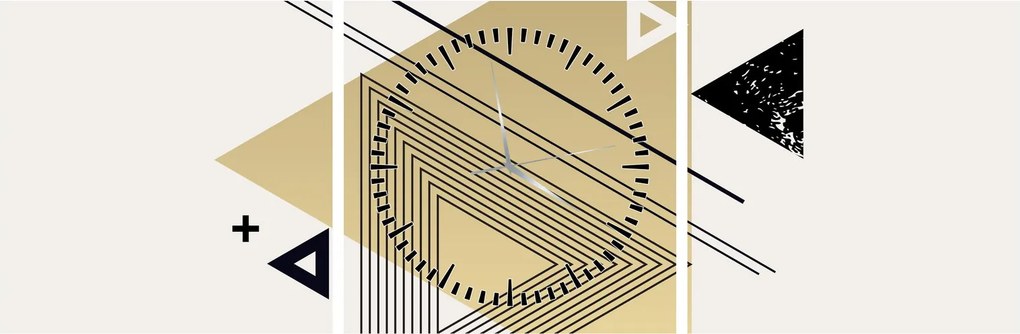 Obraz - Geometrické tvary N⁰4 (s hodinami) (90x30 cm)