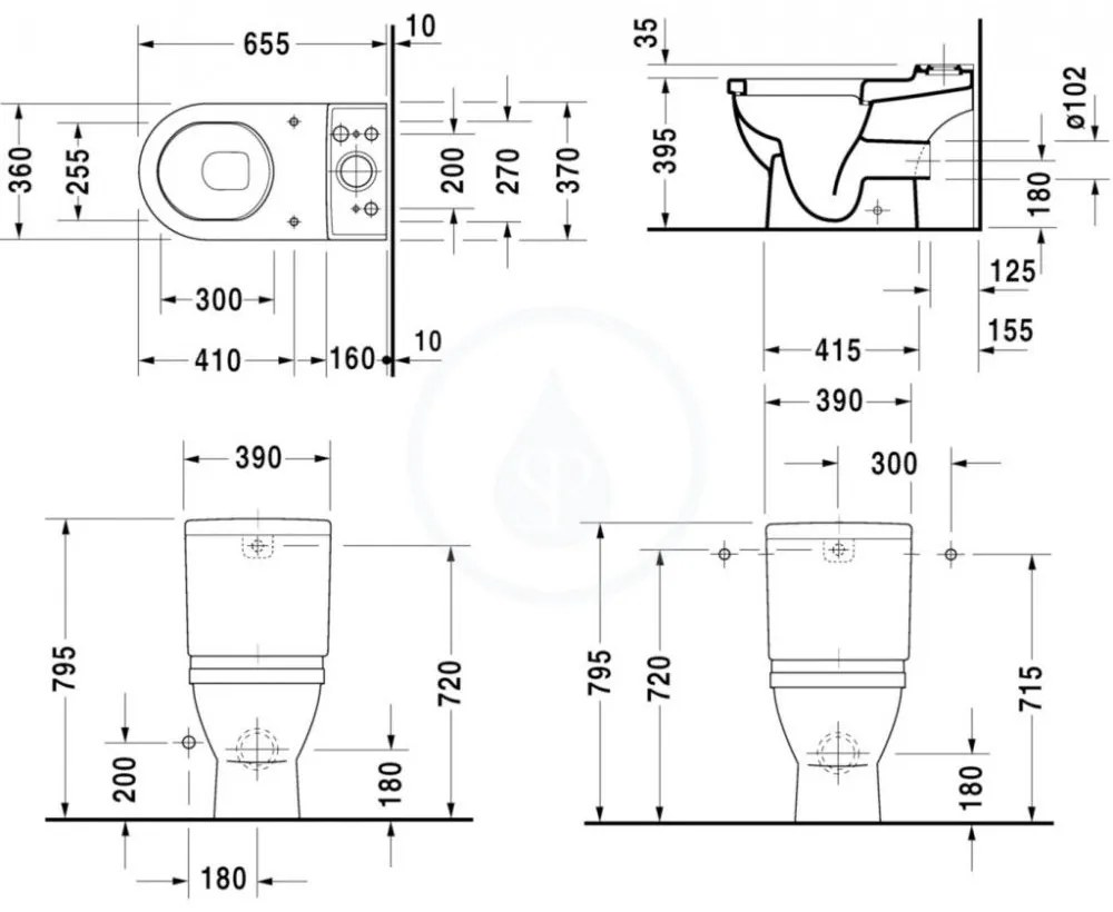 DURAVIT Starck 3 WC kombi misa, zadný odpad, s HygieneGlaze, biela, 0126092000