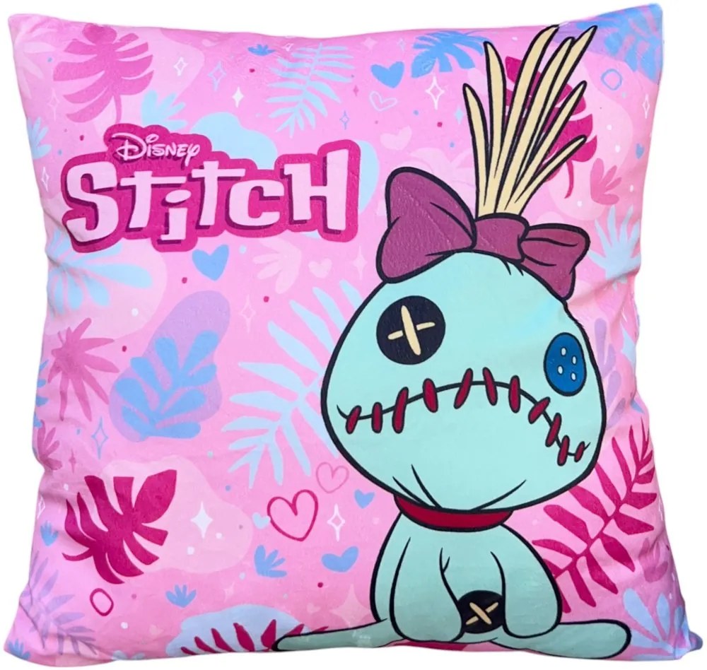Obojstranný vankúš Lilo &amp; Stitch - motív Stitch a Scrump - 38 x 38 cm