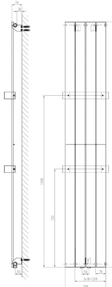 Sapho - Kúpeľňový radiátor COLONNA 614W230V 29x180 cm čierna