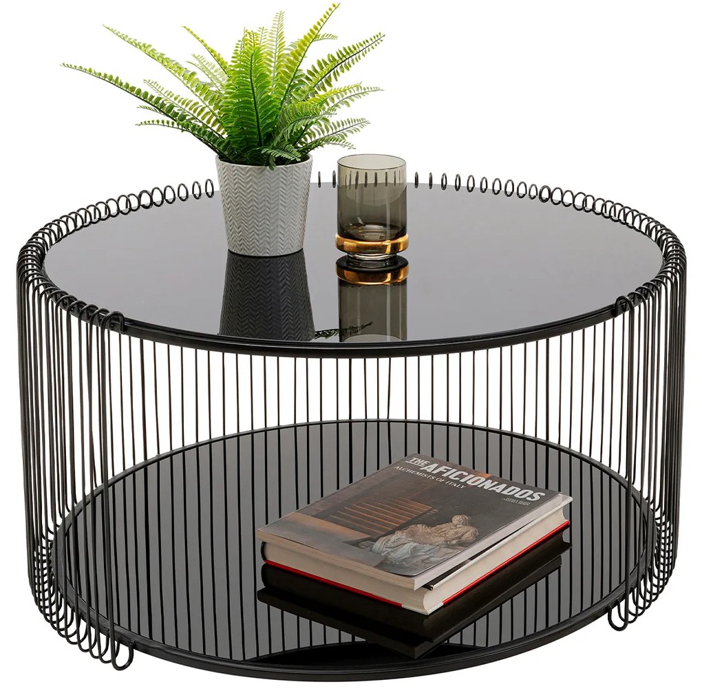 Wire Double konferenčný stolík Ø80 cm čierny