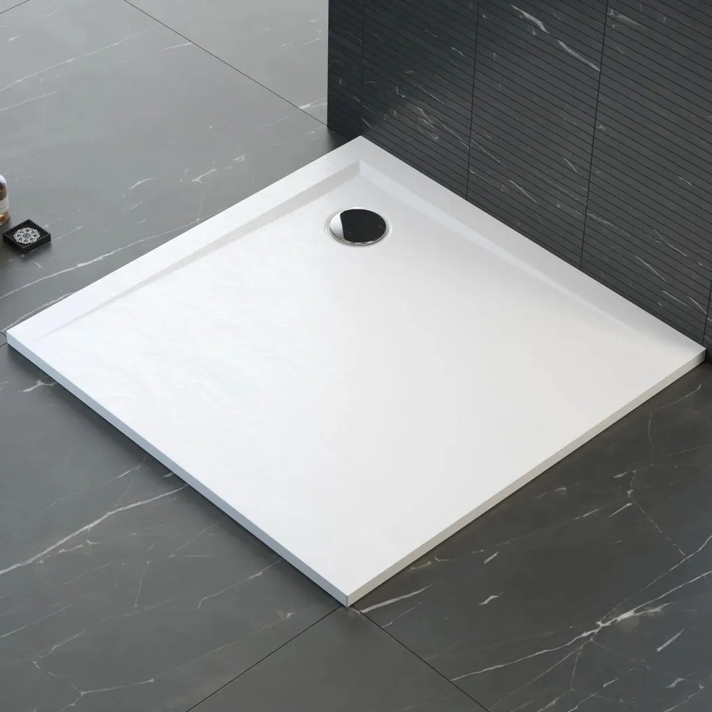 Polimat Štvorcová sprchová vanička z minerálneho kompozitu Perrito SQ 80x80 (90x90) POLIMAT-Farba: Biela, POLIMAT-Rozmery: 90x90