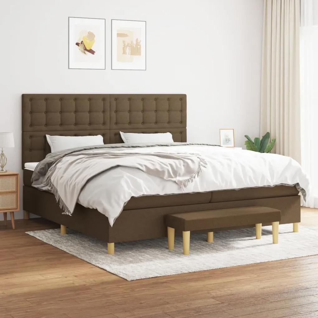 Boxspring posteľ s matracom tmavohnedá 200x200 cm látka 3137504