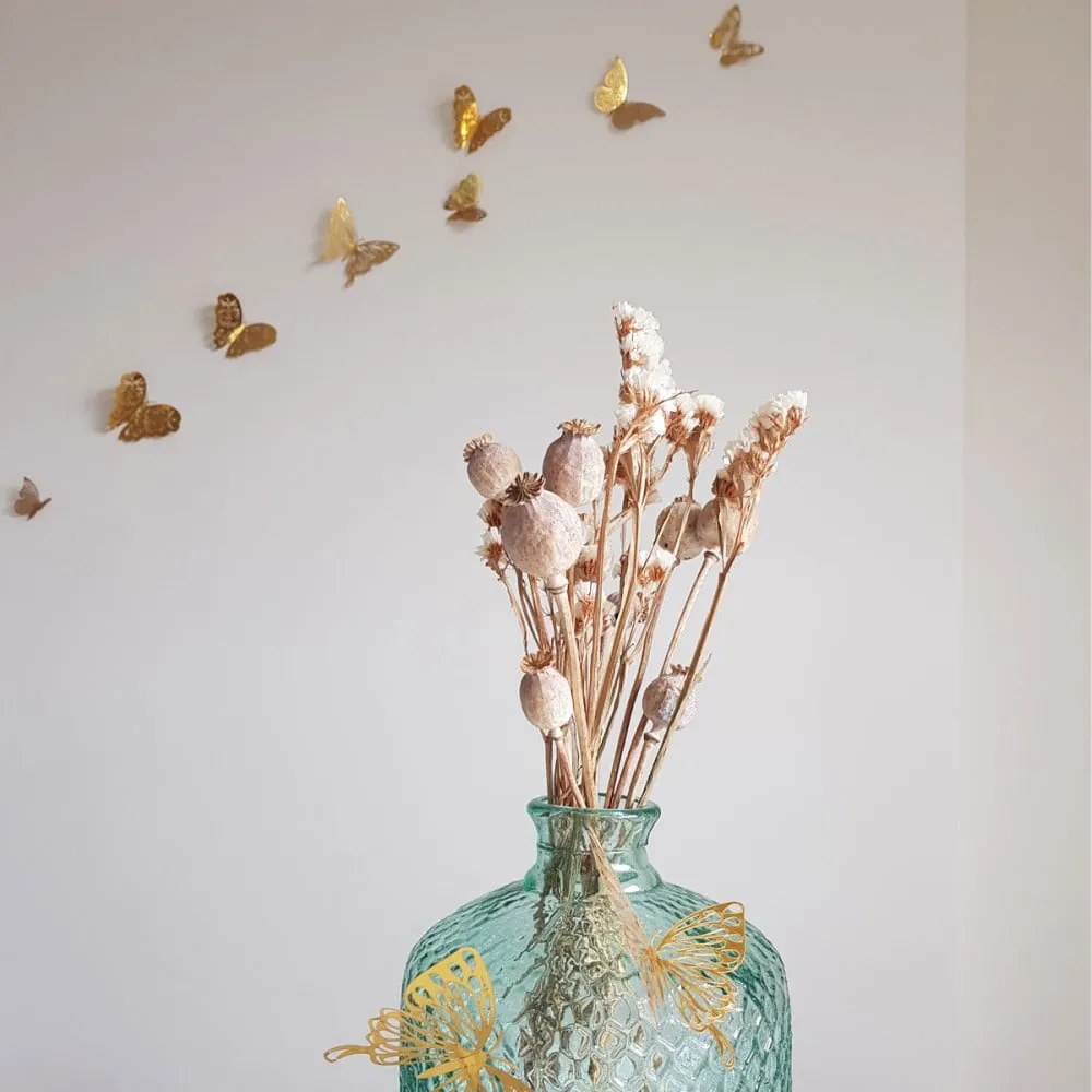 Sada 36 samolepiacich nástenných motýľov v zlatej farbe Ambiance Butterflies Gold